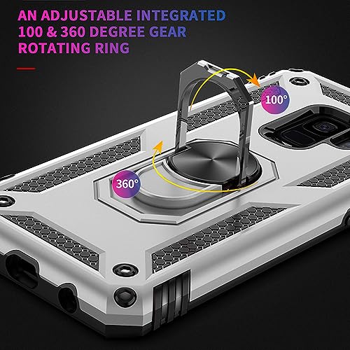 Aozuoton for Samsung Galaxy S9 Case, Military Grade 16ft Drop Tested Ring Shockproof Protective Phone Case for Samsung Galaxy S9, Silver - image 3