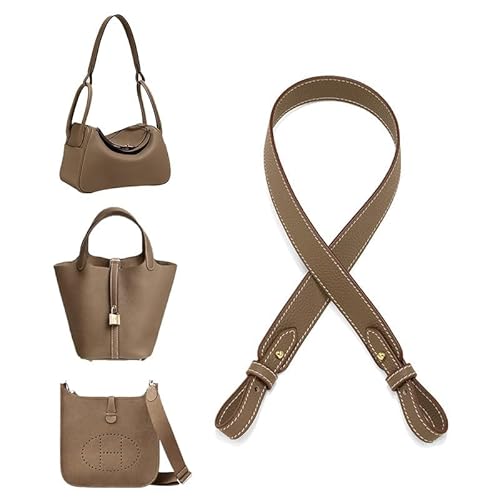 Leather Purse Shoulder Strap for Hermes Picotin/Lindy/Evelyne, Adjustable Crossbody Purse Strap Replacement (G27in-Etoupe)