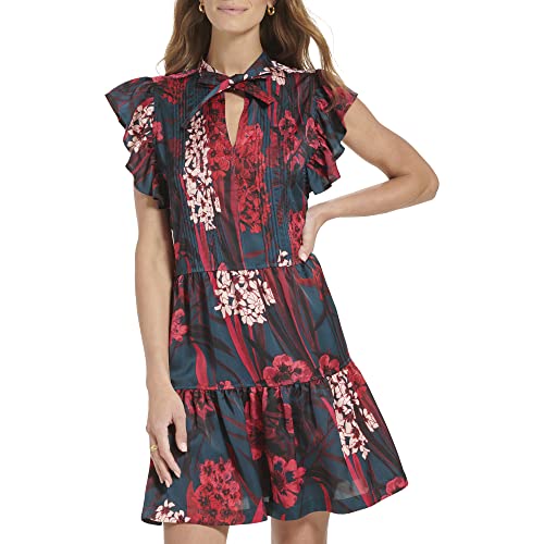 Robe de fête Tommy Hilfiger en mousseline fine à manches volants premium