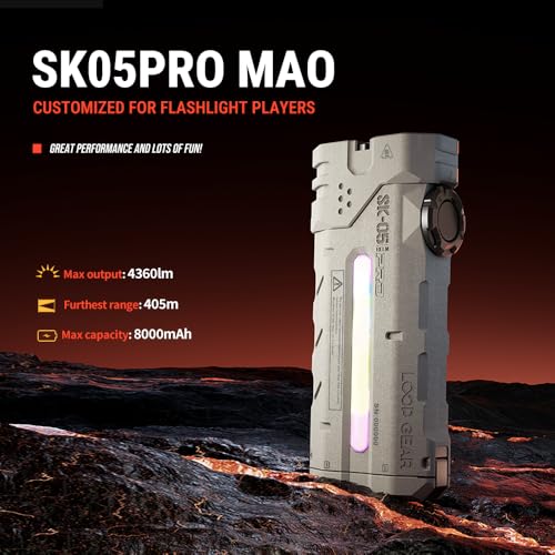 Image of LOOP GEAR SK05 PRO Mao EDC Flashlight 4360 Lumens, 8000mAh Rechargeable LED Flashlight & Power Bank, 3-in-1 Lighting Modes (Flood /Spot /Side Light) for Camping, Hiking, Emergency,Outdoor