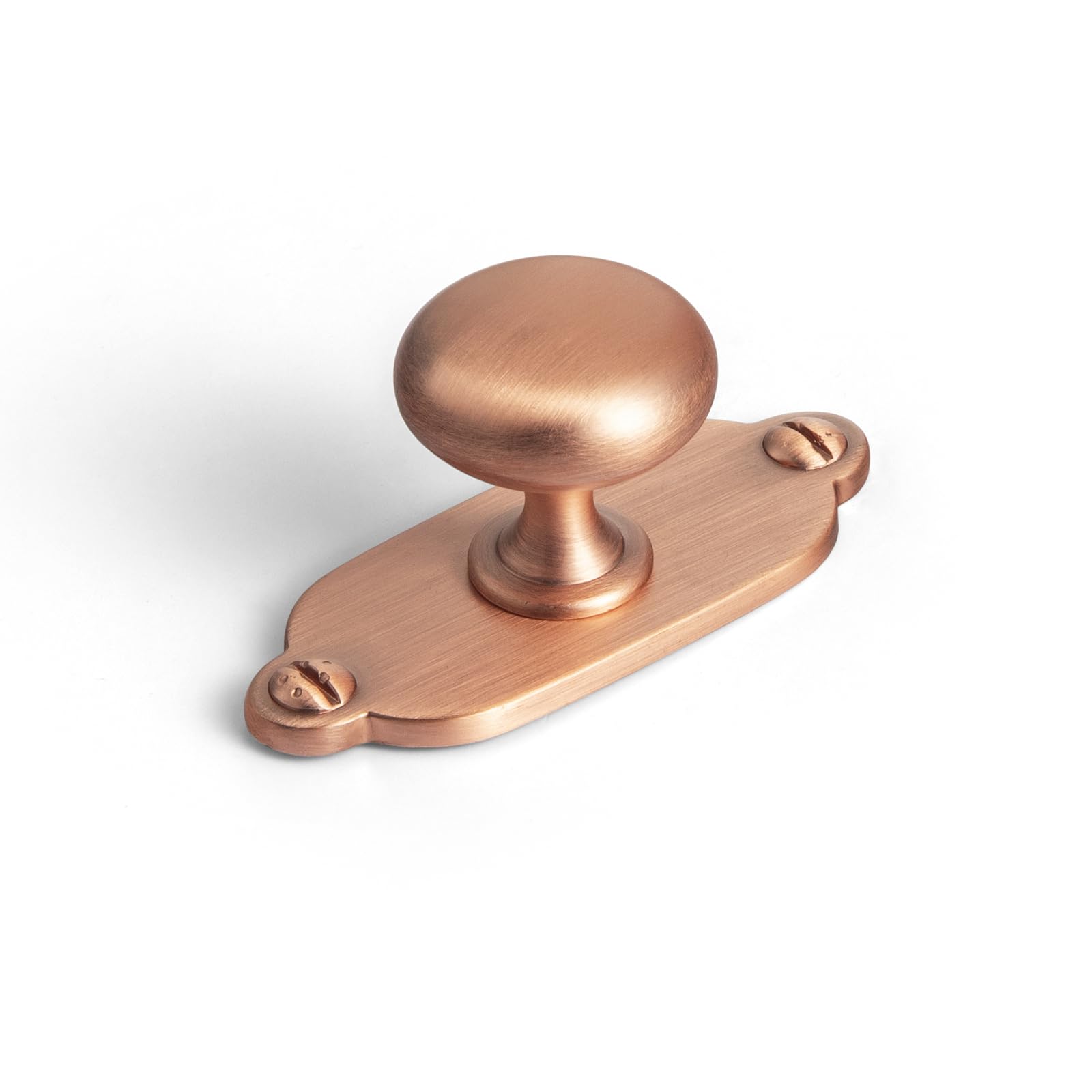 Goo-Ki Brushed Copper Zinc Alloy Cabinet Knob with Backplate - Single Hole Center Cabinet Pull Hardware for Bedroom, Kitchen, 6 Pack（8611-G013）