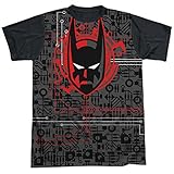 Batman Beyond Tech Cowl Unisex Adult Halloween Costume Sublimated T Shirt (Black Back), X-Large