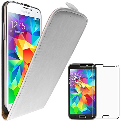ebestStar - Coque Compatible avec Samsung Grand Prime Galaxy G530F, Value Edition G531F Etui Housse PU Cuir Rabat Ultra Fin, Blanc +Film Protection Verre...