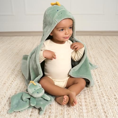 Image of Gerber Baby Unisex Hooded Wearable Blanket & Security Blanket Set, Dino Time, One Size