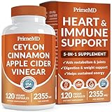 5-in-1 Ceylon Cinnamon Capsules 2355mg - Ceylon Cinnamon and Apple Cider Vinegar with Turmeric, Panax Ginseng, Cinnamon, and Bioperine, 120 ct