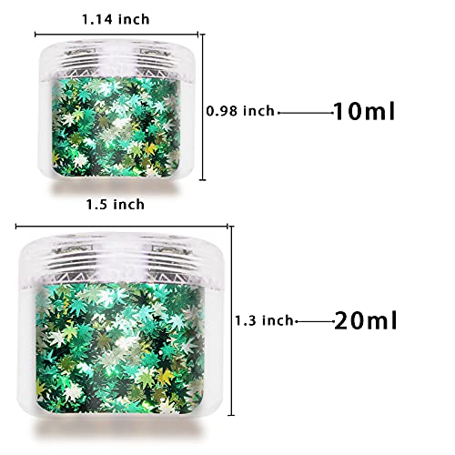 Laza Leaves Chunky Glitter Flakes Nail Art Pailletten Pot Weed Leaf Shine Shaped Pomona Green Azurgrün gemischt… – Bild 5