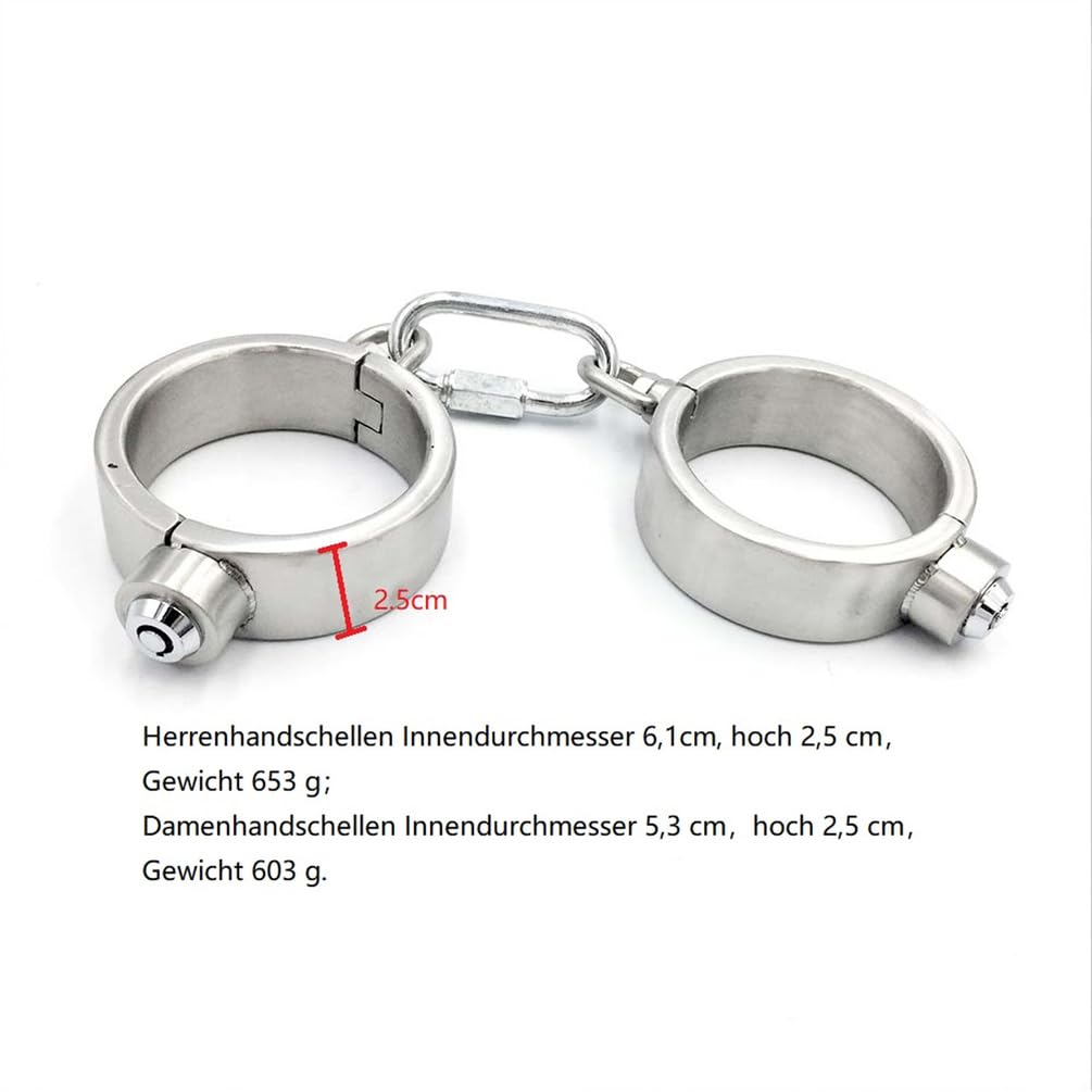 Hohe Qualität Handschellen Erwachsenes Handcuffs Slave Bondage Hand Manschette Erotik Fußfesseln Extremes BDSM Hand Cuff Fetisch Sexspielzeug Handfesseln für Frauen & Männer,Silber,Mann