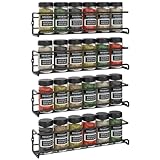 Vinsani 1/2/3/4/5/6 Tier Spice Racks Organiser - 4 Tier Flexible Herb Spices Condiments Jar Wall Mounted Hanging Storage with Adhesive Stickers & Screws For Pantry Kitchen Walls (Black) - Image 1