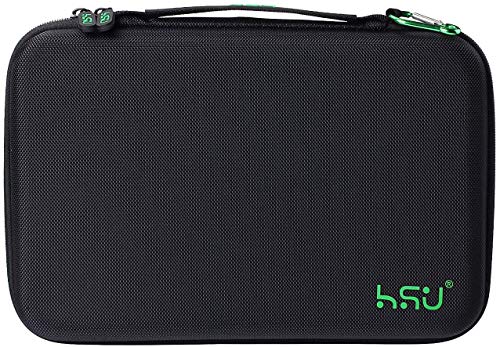 Hsu Large Carrying Case For Gopro Hero(2018), Hero 11, 10, 9, 8, 7 Black,Hero6,5,4, Lcd, Black, 3+, 3, 2 And Accessories With Carry Handle And Carabiner Loop - Portable And Shock(Green Logo) #TOP6