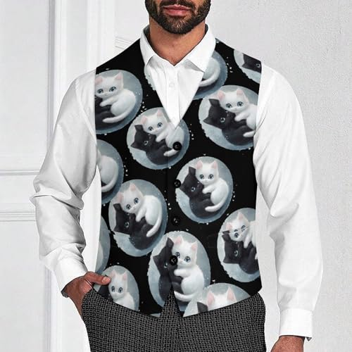Cats Yinang Men's Suit Vests Dress Vest V-Neck Waistcoat Slim Business Formal with Pocket2