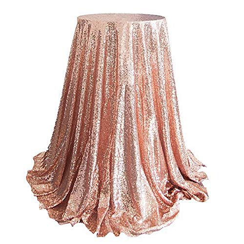 à Paillettes Nappe Ronde, Siebwinn 80x80cm Avec Paillettes Overlay Rose Nappe de Mariage,Rose Gold Cover