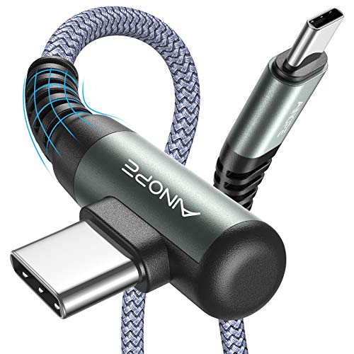 Image of AINOPE USB C Cable 60W 4-Pack 3.3FT+3.3FT+6.6FT+10FT Nylon Braided USB C to USB C Cable Type C Charger Fast Charging Right Angle USBC Cable Charger Cord for iPhone 16 Pro Max 15 Plus Samsung S24 Grey