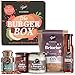 Gepp’s Feinkost Burgerbox Geschenkset I Gefüllt mit feinsten Grill- und BBQ-Saucen, Texas BBQ Rub und Brioche I Geschenkidee für Grillfeste und Burger-Abende für Papa, Freund und Ehemann