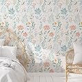 WENMER Floral Peel and Stick Wallpaper, 17.3" x 118" Boho Floral Contact Paper, Modern Flower Self Adhesive Removable Wallpaper for Bedroom Bathroom Nursery, Wildflower Contact Paper for Cabinets