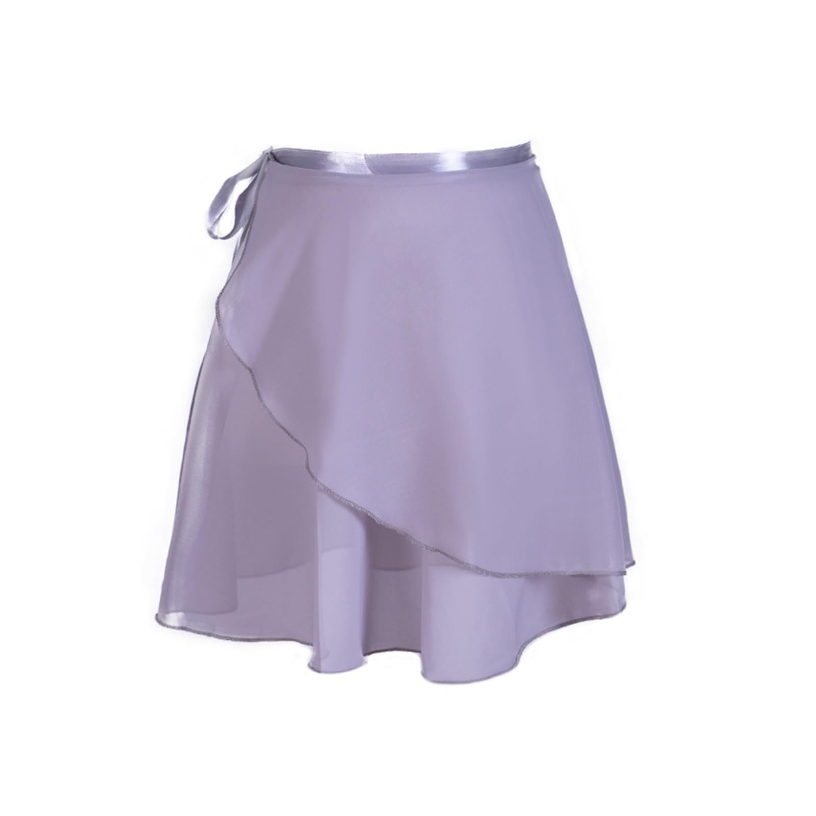 ETRYOX Ballet Wrap Skirt for Women and Girls - Chiffon Dance Skirt, Mini Short, Tied (Grey, L(Height 120-160cm))