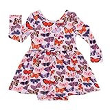 Little Sleepies Long Sleeve Twirl Bodysuit Dress - Viscose from Bamboo Baby Girl Clothes with Snaps for Easy Diaper Changes - Butterfly Kisses - 6-12M