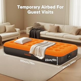 Luxchoice Air Mattress Twin with Built-in Rechargeable Pump 9'' Camping Inflatable Mattress Portable Blow up Mattress Air Bed Guest Bed for Home Outdoors Hiking Travel