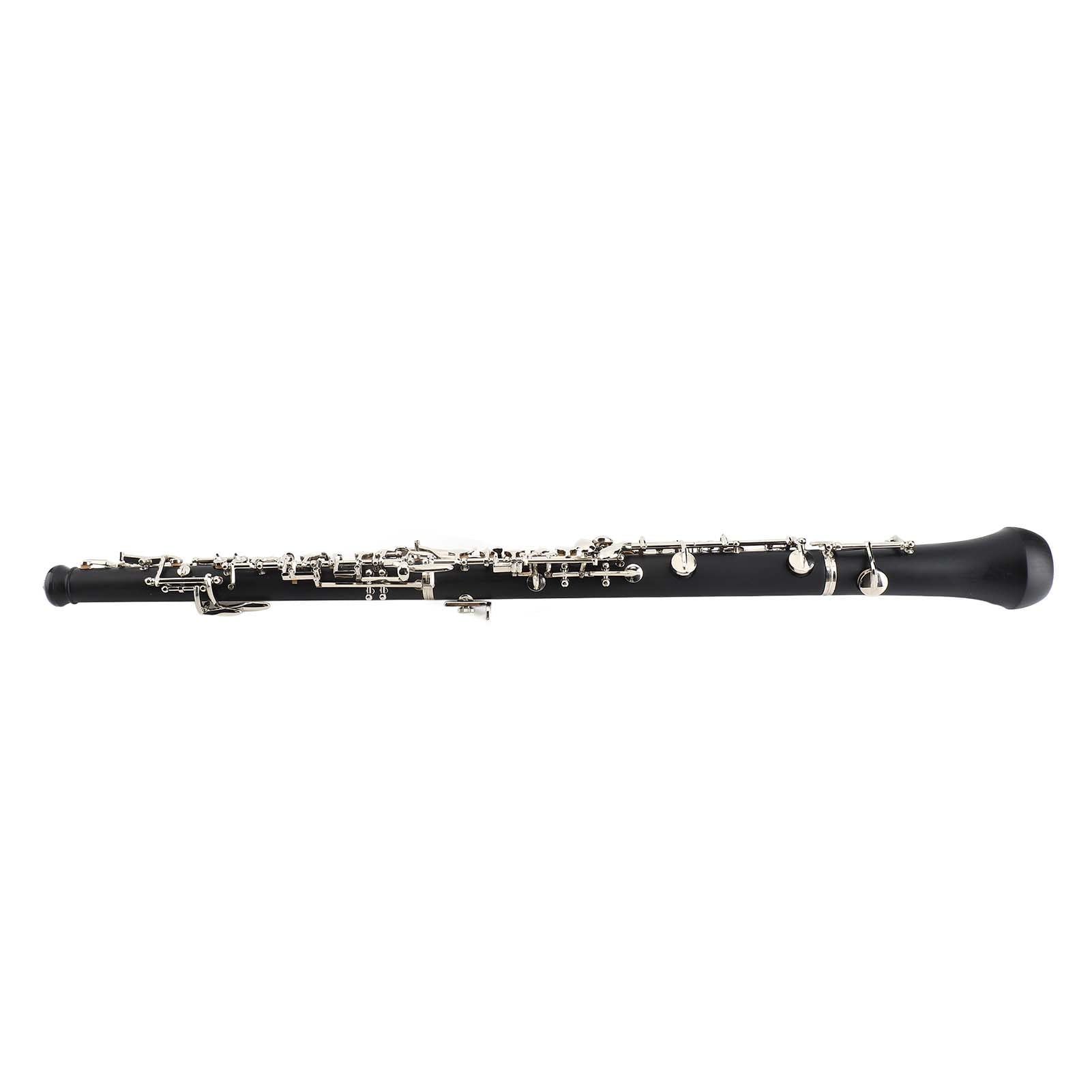HUIOP Oboe profesional con llave en C,estilo semiautomático,teclas niqueladas,instrumento de viento de madera con guantes de caña para oboe,estuche de cuero,bolsa de transporte,paño de limpieza,oboe
