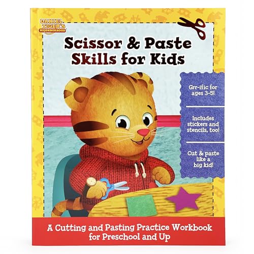Image of ​Daniel Tiger Scissor, Cut & Paste Skills for Kids Ages 3-5, Includes Stickers & Stencils!​ A Cutting and Pasting Activity Workbook