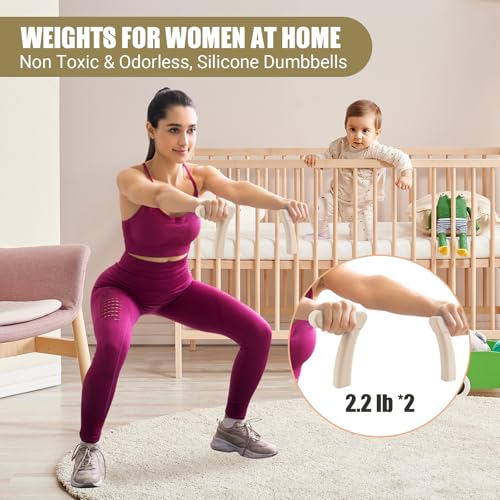 Pilates Ring Set, Pilates Essential Kit with Pilates Ring and Ball, 2.2lb *2 Ergonomic 7-Shaped Dumbbells, Portable Bag & Training Poster, at Home Workouts Pilates Sets for Women4