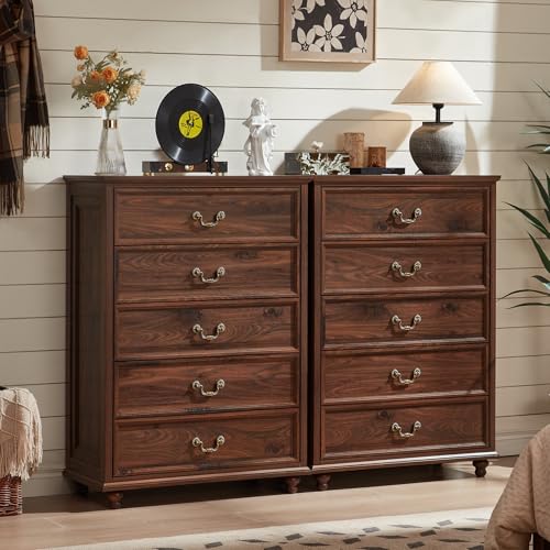 Joaxswe Farmhouse 5 Drawer Dresser Set of 2 for Bedroom,