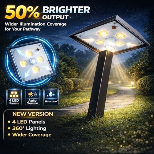 Super Bright 300 Lumens Solar Pathway Lights Outdoor, 2 Lighting Color Modes Warm White & Daylight, Waterproof Landscape LED Lighting for Walkway, Garden, Driveway, Yard – Easy Installation (4 Pack) by Bobcat Lighting - Image 3