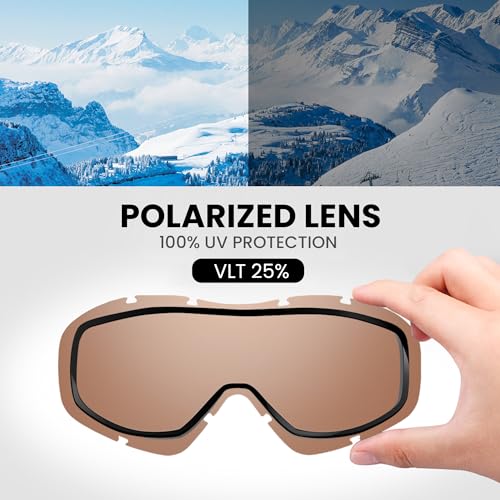 Image of OutdoorMaster OTG Ski Goggles - Over Glasses Ski /Snowboard Goggles for Men, Women & Youth - 100% UV Protection (White Frame + VLT 25% Polarized Brown Lens)