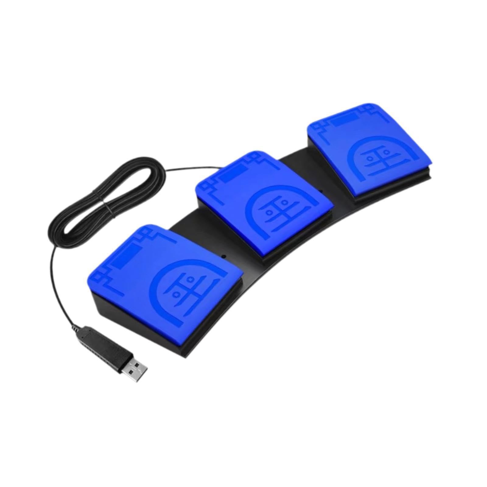 Pedal USB con 3 Teclas programables, Azul 34 x 11.5 x 4.3 cm | dispositivo de control eficaz para juegos, transcripción, funciones de cuerdas, control de juegos para PC en , Azul , 34 x