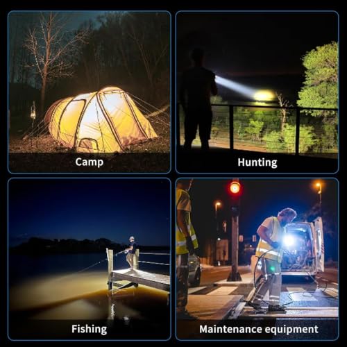 1300000 L Spotlight, Rechargeable Led Spotlight Flashlight with 350° Rotate Head, 9 Modes Super Bright Spot Lights Outdoor Handheld, IPX6 Waterproof Solar Flashlight for Emergencies - image 8