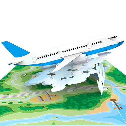 MOKIO® Cartão Pop-Up – avião – cartão de aniversário 3D para voo, viagem aérea ou bilhetes de avião, cartão-oferta emergente para uma viagem aérea