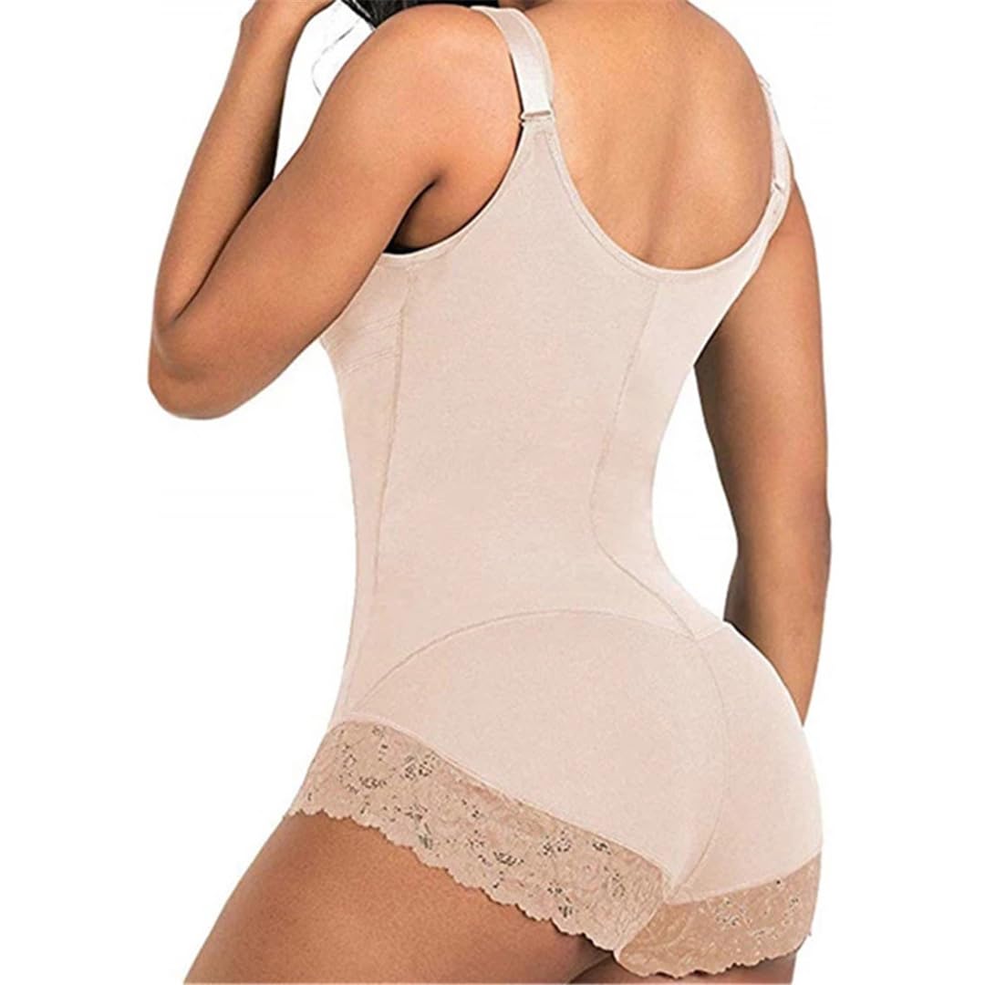 Faja moldeadora posparto para mujeres embarazadas, corsé sin costuras, control de abdomen, faja colombiana, encaje con cremallera, busto abierto, albaricoque, talla XL
