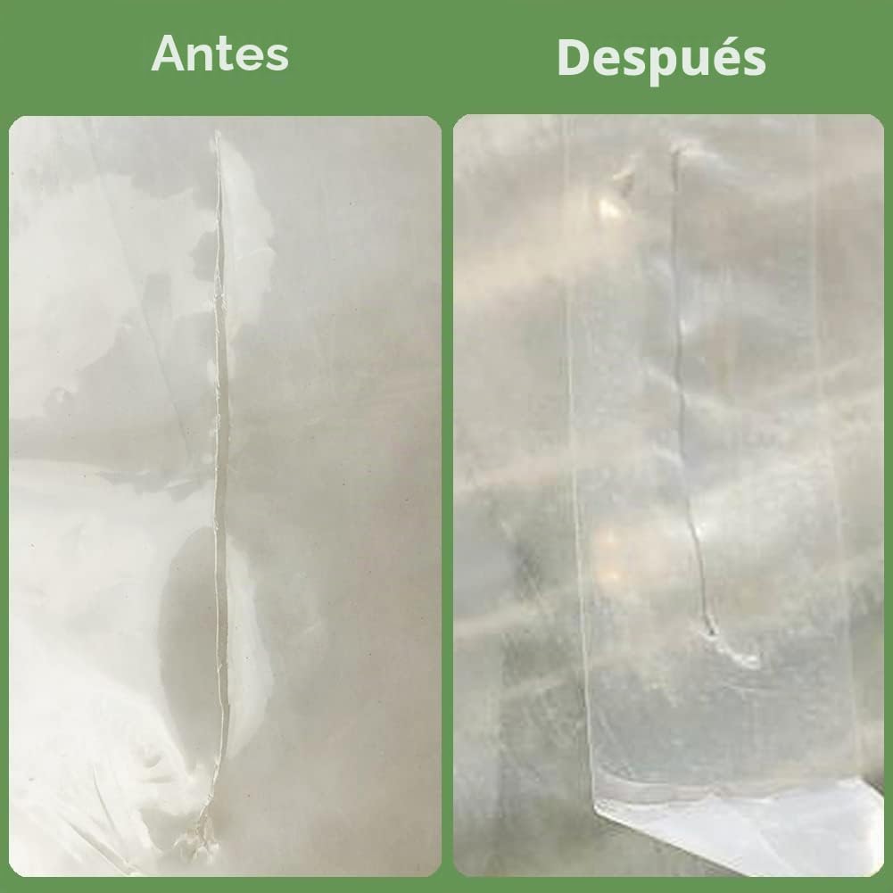 KAHEIGN Cinta de reparación de invernaderos 25 m, lámina plástica transparente resistente a UV de polietileno 6 mil para costuras de film de invernadero de túnel