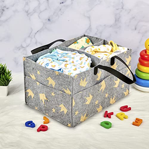 Image of SuperBottoms Diaper Caddy | Diaper Bag | Diaper Organizer | Generously sized Diaper caddy organizer for crib | ( Crowning Glory )