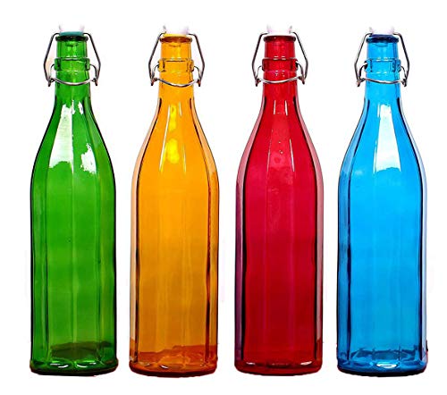 MACHAK Colhexa Glass Bottles for Water Kitchen 1litre Multicolor (4 Pieces) (B08K7S3BQ8) Amazon Price History, Amazon Price Tracker