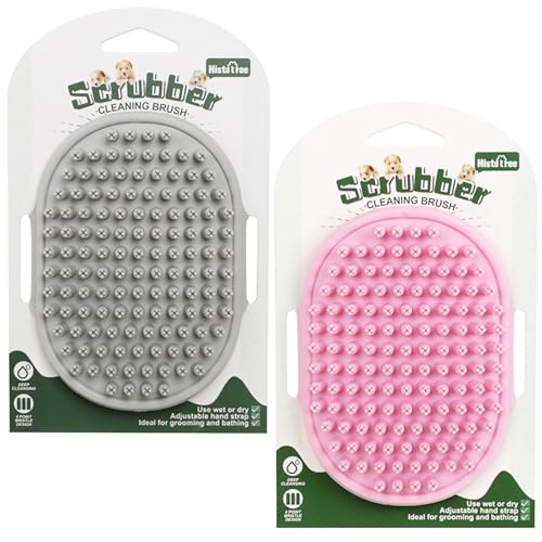 Qaestuan 2 Pezzi Spazzola da Toeletta Cani, con Manico ad Anello, Spazzolas da Bagno per Cani in Silicone Morbida, Regolabili Spazzola per il Bagno del Cane, per la Pulizia e la Cura dei