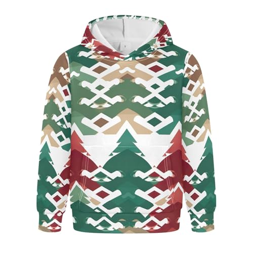 Kids Hoodies Sweaters Christmas Xmas Trees Hooded Sweatshirts with Big Pockets for Boys Girls B0400312