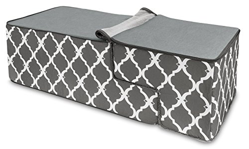 Image of Best Pet Supplies 4-Step Foldable CertiPUR-US Certified Foam Pet Stairs /Steps, 28 x 16 x 22-Inch, Dark Gray with Lattice Print
