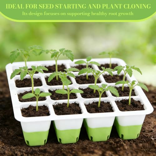 Image of HASTHIP Seedling Tray Germination Tray for Plants, 5Pcs Seed Germination Tray with Silicone Bottom 12-Cavity Seedling Trays for Plants for Starting Sapling Grow