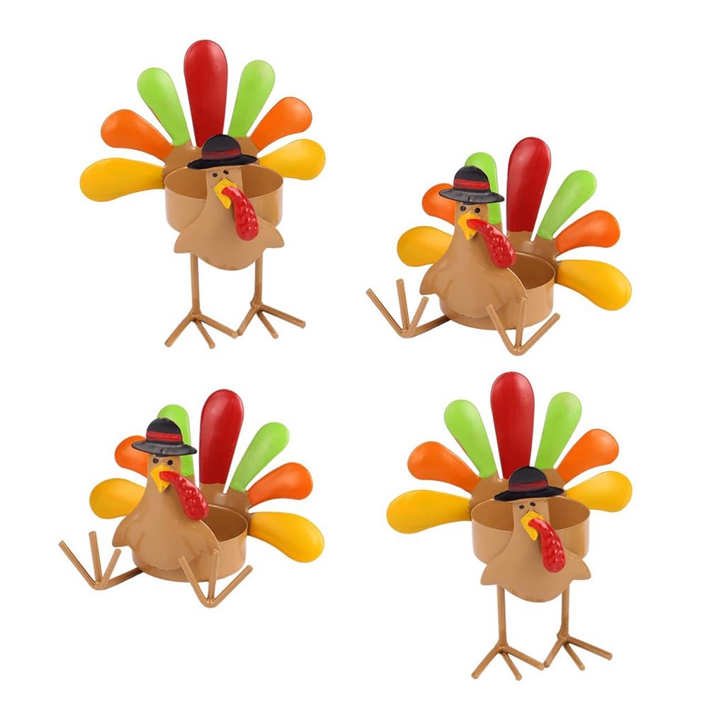 CTRLZS Wrought Iron Metal Colored Turkey Tea Light Candle Holder Candle Holder Stands As A Family Tabletop Centerpiece
