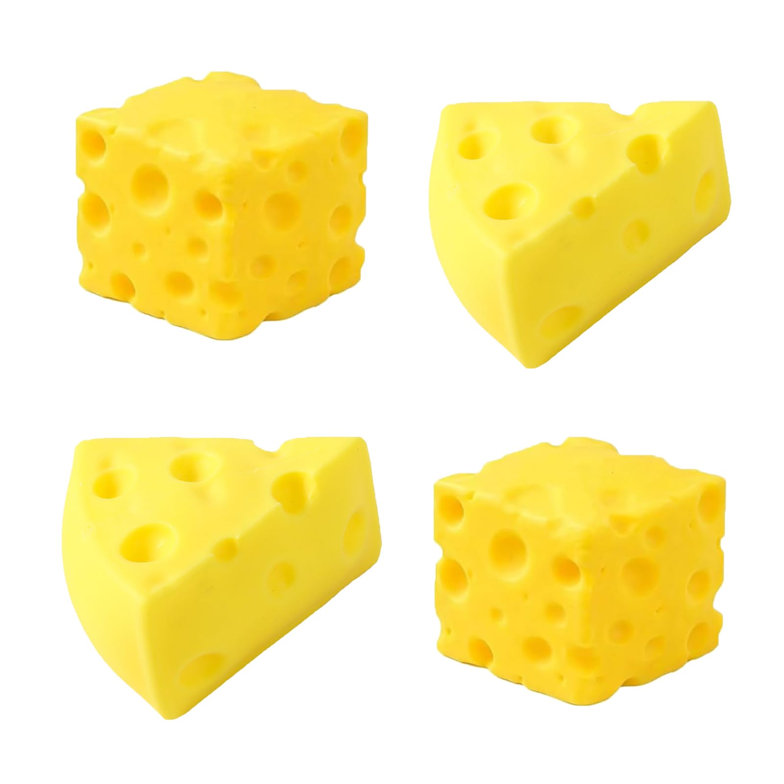 4 Pcs Butter Squishy and Cheese Squishying Set, for Anxiety Relief and Daily Decorations Portable Cube and Triangle Butter and Cheese Squishy Cheeses,Sensory Toy Relieves Stress Squishying Cheese
