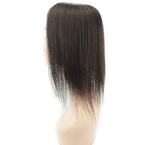 Miniatura 5 de Postizo de pelo de 3.1x4.7 in, base mono, cabello humano real, hecho a mano, con 3 clips para mujer, pieza de cabello natural (marrón oscuro, 10