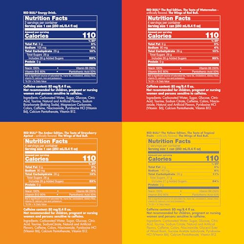 Image of Red Bull Energy Drink, Red, Yellow & Amber, Variety Pack