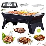 Parrilla de carbón portátil para barbacoa, parrilla plegable de mesa, pequeña para 2 a 6 personas, parrilla de carbón para viajes al aire libre, picnic, mochilero, terraza de jardín, camping, viajes