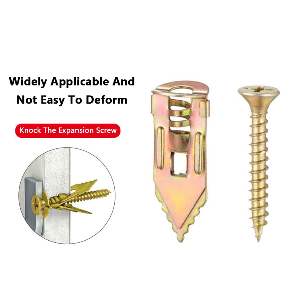 100-Pair Upgraded Self-Drilling Drywall Anchors – Zinc Plated Steel, 0.47" X 1.38" – No Pre-Drilling Needed – For TV, Shelves, Cabinets – Strong Metal Expansion Set