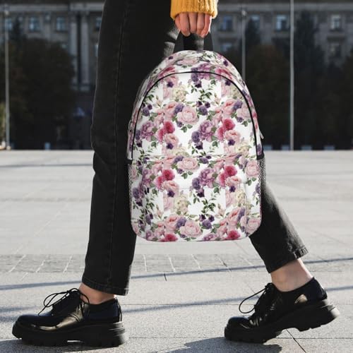 Sac à dos pratique avec imprimé rose à grande capacité - 7