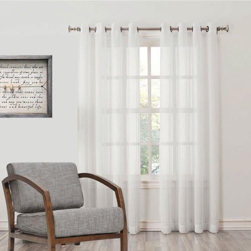 Desirica Sheer Cotton Blend Curtain - 7ft, White