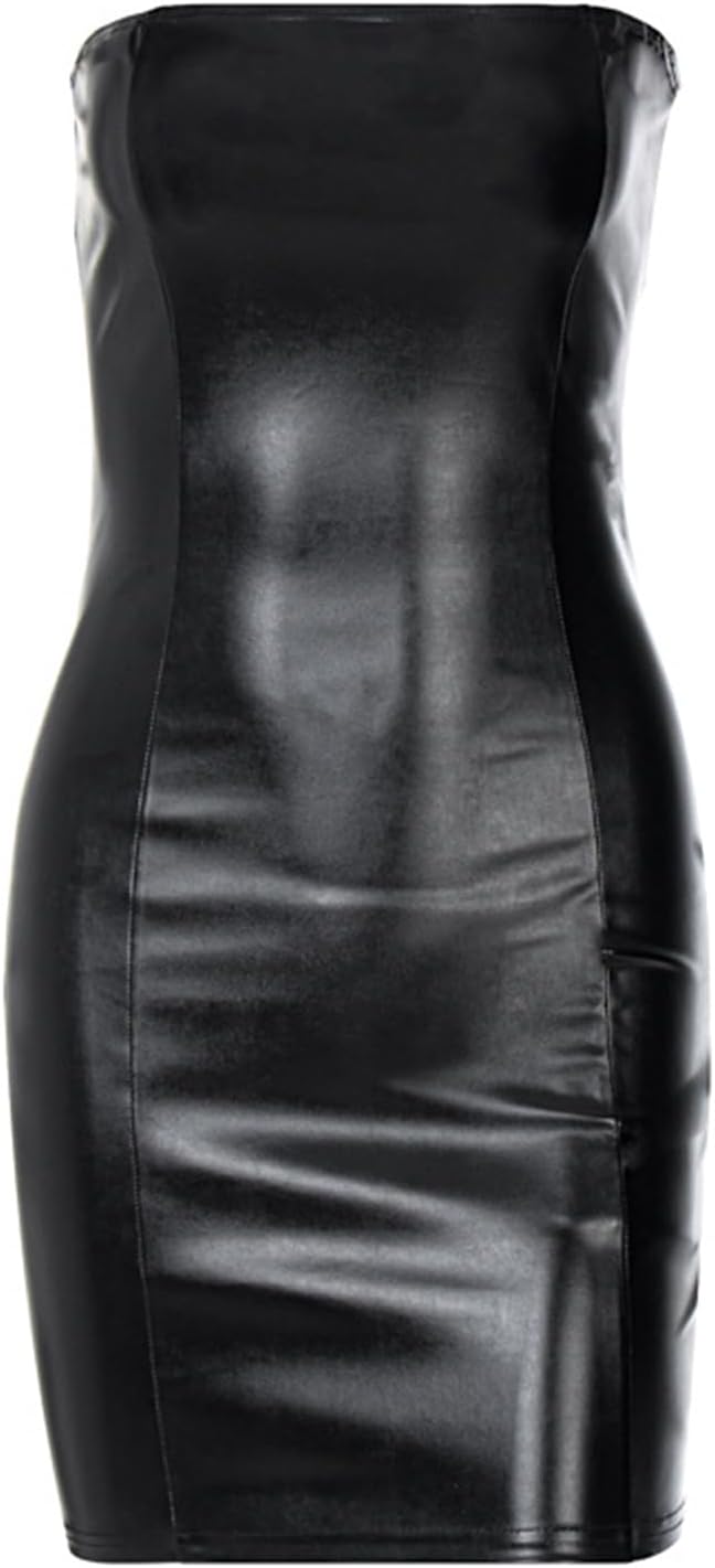 Famnbro Women's Metallic Dress Sleeveless One Shoulder Shiny Bodycon Sexy Club Mini Dresses - Image 5