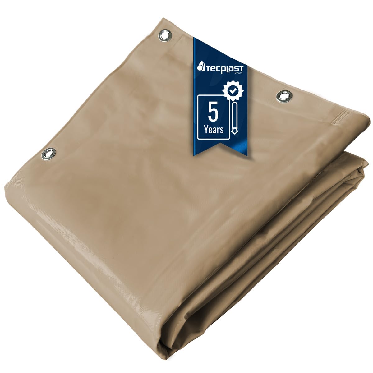 TECPLAST Bâche Toiture 3x4 m LP506TO Beige foncé - Garantie 5 Ans - Bâche d'étanchéité en PVC pour Couvreur et Charpentier