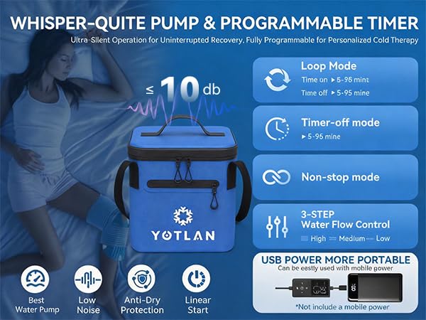 Image of Ice Machine for Knee with Programmable Timer,USB Powered Portable,2026 New Powerful Pump, for Knee Replacement,Pain Relief,Pad for Shoulder,Hip,and Ankle