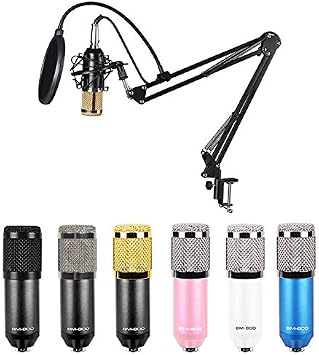 USB Microphone, Condenser Microphone, Unidirectional, Microphone Stand with Pop Guard, Microphone Set Type, USB Cable for PC, Skype, Recording, Gaming, Live Streaming, Game Commentary, Home Work, Windows Mac PS4, Compatible with Microphone, Condenser Microphone, BM800 Mobile Phone, Computer, Live K Song Microphone, Sound Card Bracket Set Device Pink Silver Net